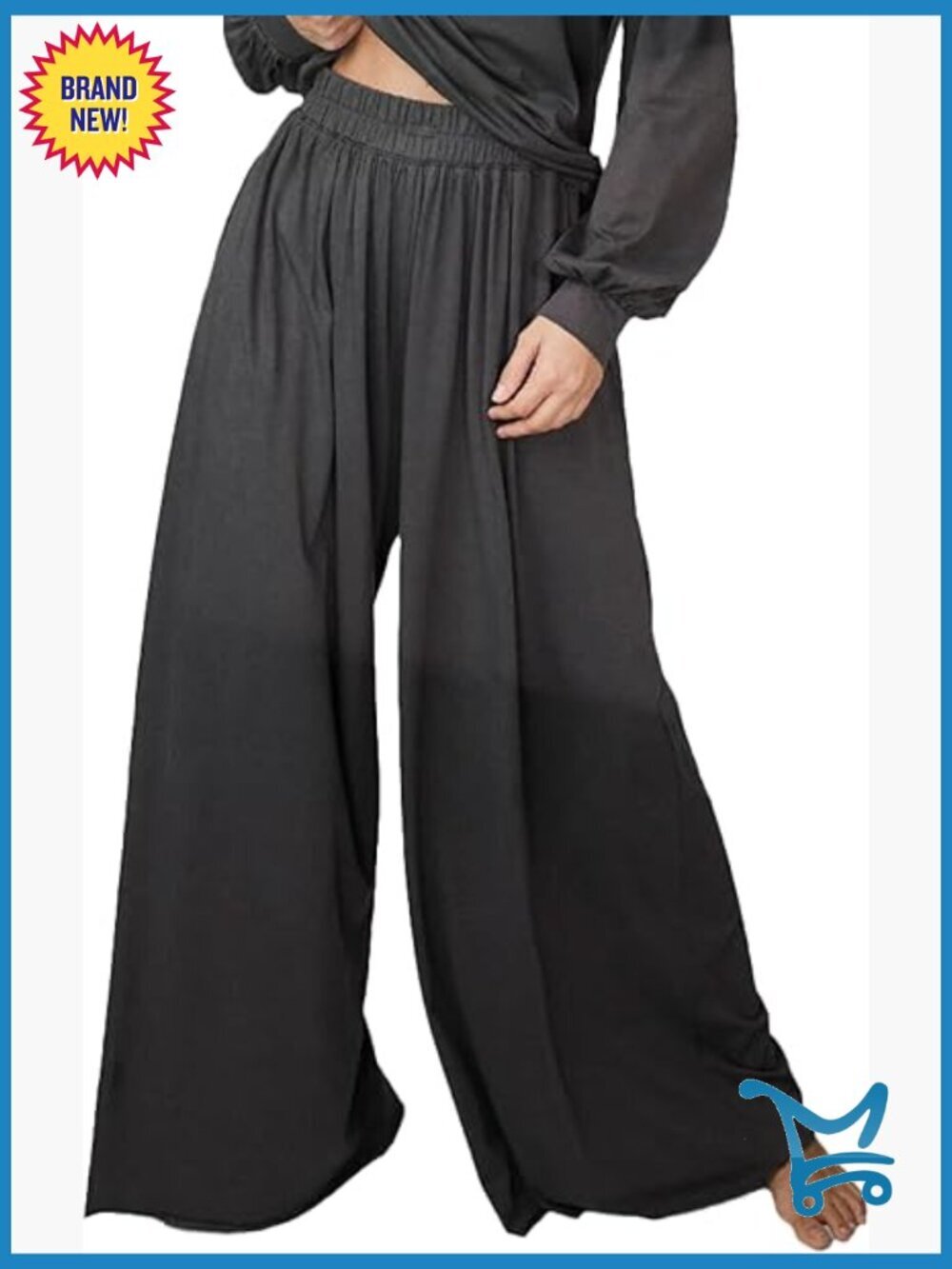 Organic Pima Cotton Wide Leg Palazzo Pants High Rise